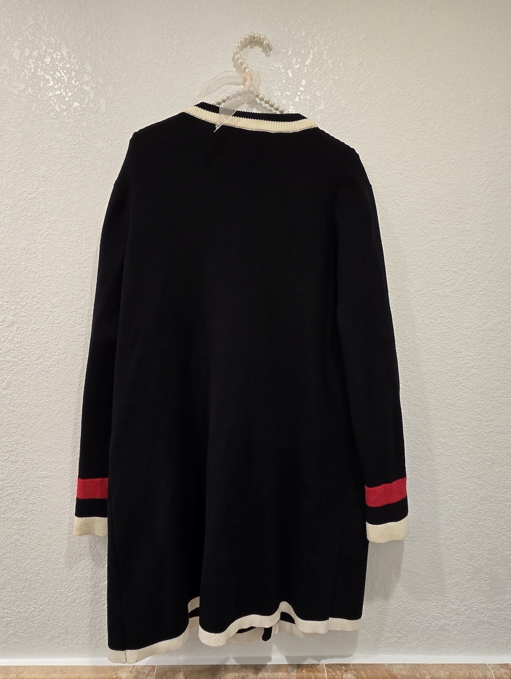Zara Knit Long Cardigan Jacket Flare Pants Set Pearl Buttons Black L - Picture 6 of 16
